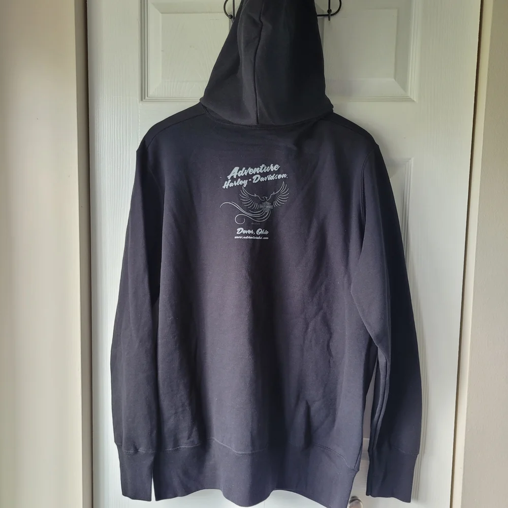 Harley Davidson Ohio Hoodie Men's Black Full Zip Sweatshirt Biker Y2K Moto